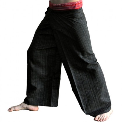Long Thai Fisherman Pants - Black Cotton